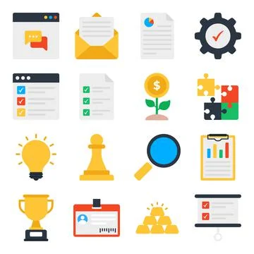 Pack of Project Management Flat Icons Stock-Illustration
