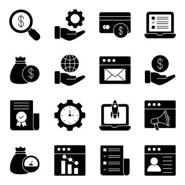 Pack of Project Management Solid Icons Stock-Illustration