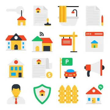 Pack of Property Flat Icons Stock-Illustration