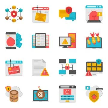 Pack of Protection Flat Icon 3 Stock Illustration