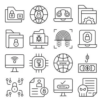 Pack of Protection Linear Icons Illustrazione stock