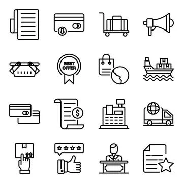 Pack of Purchasing Linear Icons Stock Illustration