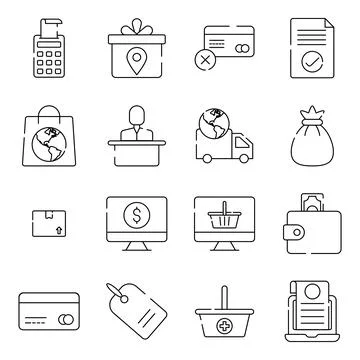 Pack of Purchasing linear Icons Stock Illustration
