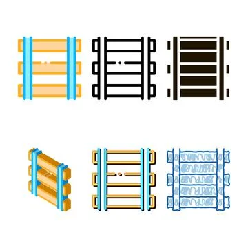 Pack railway track icon vector outline Stock Illustration