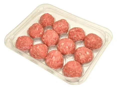 Pack of raw meatballs Stock Photos