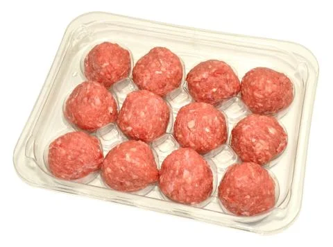 Pack of raw meatballs Stock Photos