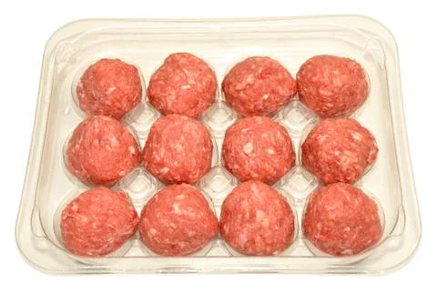 Pack of raw meatballs Stock Photos