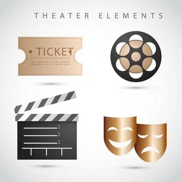 Pack of realistic theater elements Stock Illustration