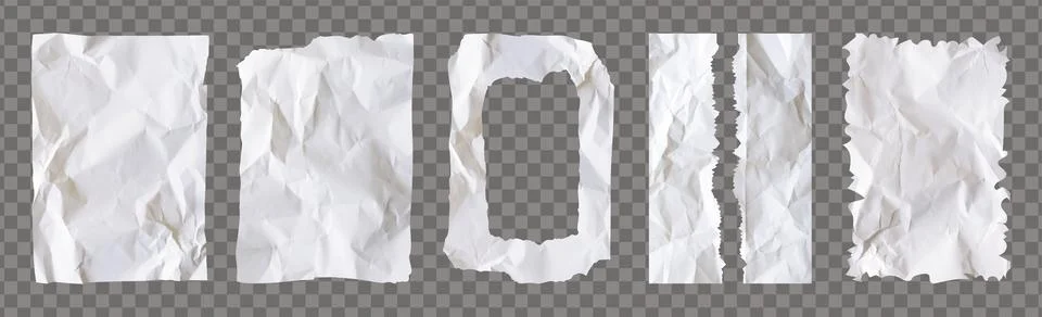 Pack of realistic white crumpled jagged white paper torn pack paper isolated  Stockillustratie