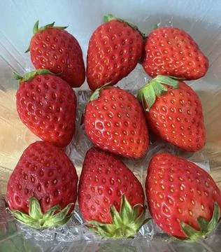 A Pack of red strawberries Stock Photos