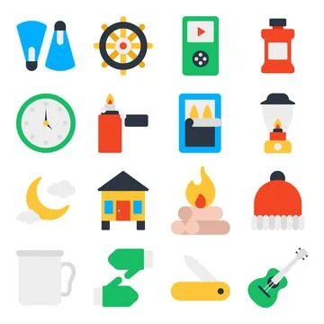 Pack of Road Trip Flat Icons Stock Illustration