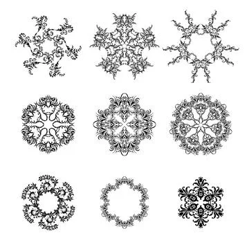 Pack of round mandala ornaments Stock Illustration