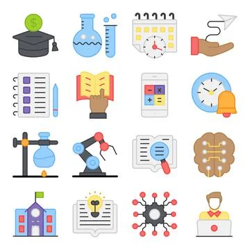 Pack of School And Education Flat Icons Stock-Illustration