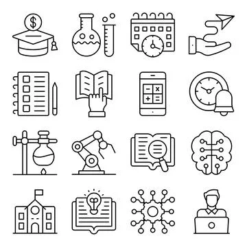 Pack of School And Education Linear Icons Stock Illustration
