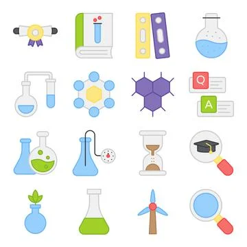 Pack of Science and Experiment Flat Icons Stock-Illustration