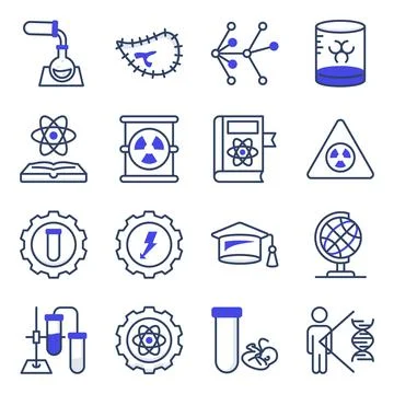 Pack of Science and Experiments Flat Icons Stock-Illustration