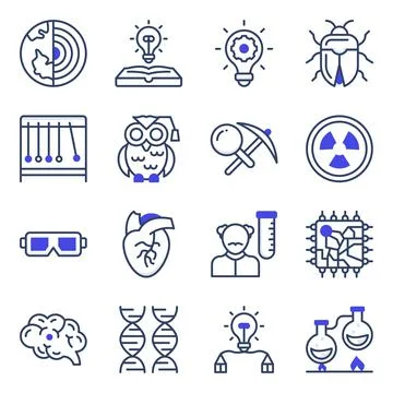 Pack of Science and Lab Apparatus Flat Icons Stock-Illustration