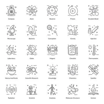 Pack Of Science Doodle Icons Stock Illustration