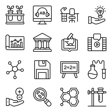 Pack of Science Education Linear Icons Stock Illustration