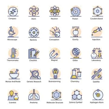 Pack Of Science Flat Icons Stock Illustration