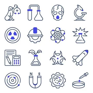 Pack of Science Flat Icons Stock-Illustration