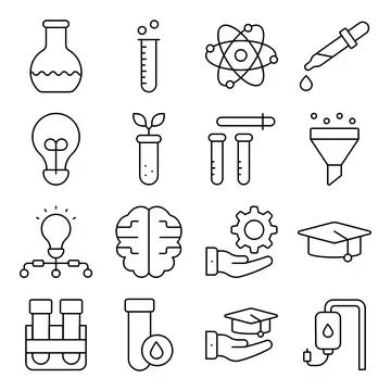 Pack of Science Linear Icons Stock Illustration