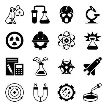 Pack of Science Solid Icons Stock-Illustration