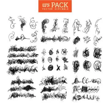 Pack of scribble elements. You can use it as brush Ilustração Stock