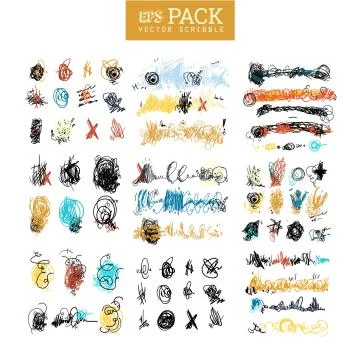 Pack of scribble elements. You can use it as brush Ilustração Stock