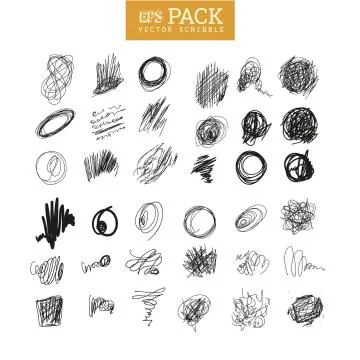 Pack of scribble elements. You can use it as brush Ilustração Stock