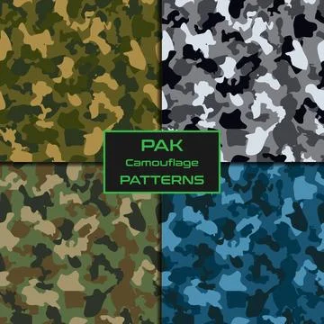 Pack of seamless pattern camouflage Stock Illustration