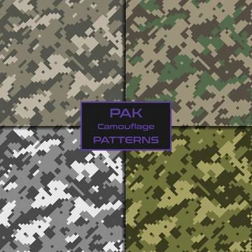 Pack of seamless pattern digital camouflage Illustrazione stock
