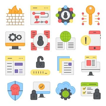 Pack of Security and Protection Flat Icons イラスト素材