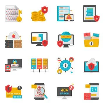 Pack of Security and Protection Flat Icon Stock Illustration