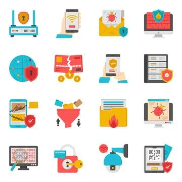 Pack of Security Flat Icon Stock Illustration