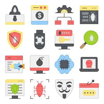Pack of Security Flat Icons Stock-Illustration