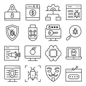 Pack of Security Linear Icons Stock Illustration