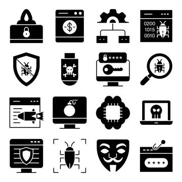Pack of Security Solid Icons Illustrazione stock
