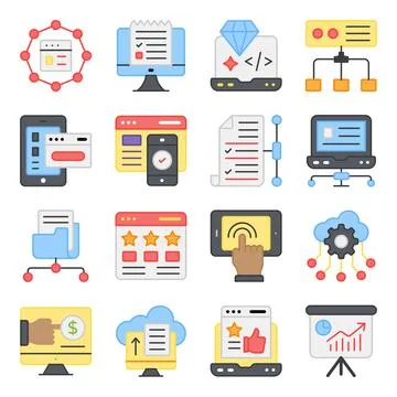 Pack of Seo Flat Icons Stock-Illustration