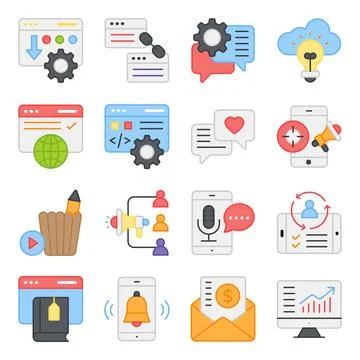 Pack of Seo Flat Icons Stock Illustration