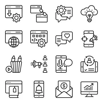 Pack of Seo Linear Icons Illustrazione stock