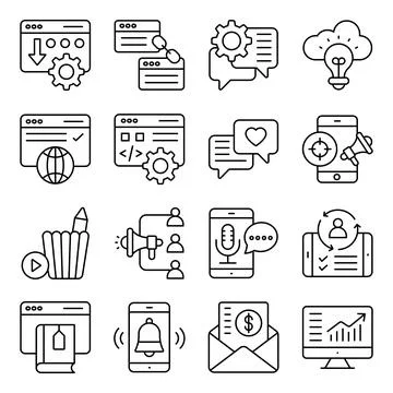 Pack of Seo Linear Icons Illustrazione stock
