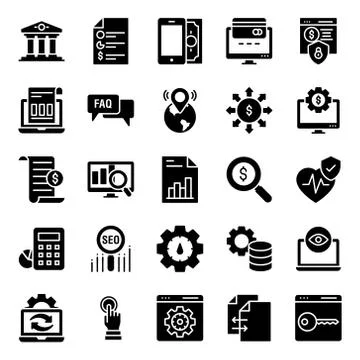 Pack Of Seo Solid Icons Stock Illustration