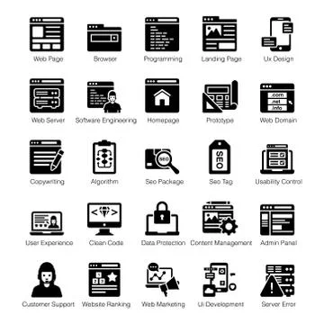 Pack Of Seo Solid Icons Stock Illustration