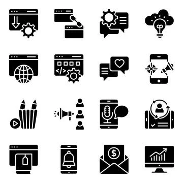Pack of Seo Solid Icons Illustrazione stock