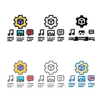 Pack settings of audio, image and test ugc color icon vector 스톡 일러스트