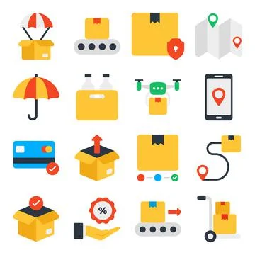 Pack of Shipment Flat Icons Stock Illustration