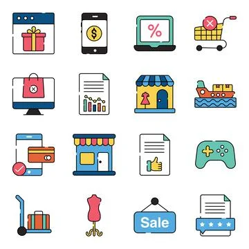 Pack of Shopping Flat Icons Stock-Illustration
