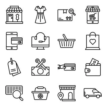 Pack of Shopping Linear Icons Stock-Illustration