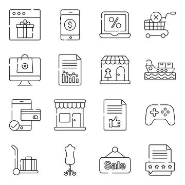 Pack of Shopping linear Icons Stock Illustration
